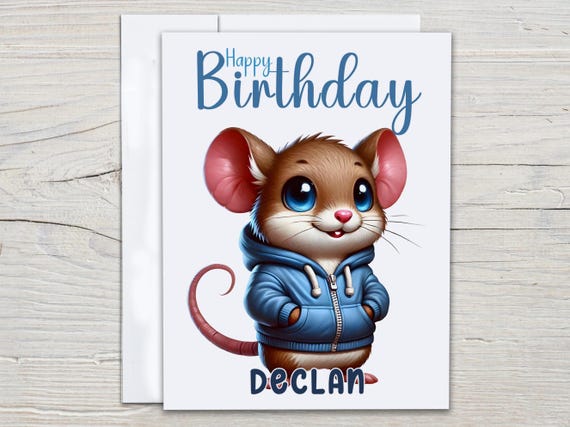 Personalized Cute Mouse Birthday Card, Bday Card For Mom, Bday Card For Friend, Bestie Birthday Card, Pretty Card, Dad Bday Card, BC135