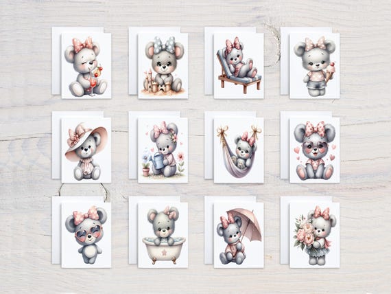 Cute Teddy Bear Card Assortment, Variety Pack, Everyday Card, All Occasion Cards, Just Because Card, Notecard Set, Birthday Card Pack, CS123