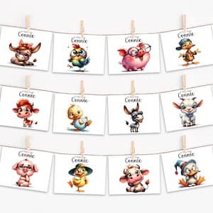 Assorted Cards, Custom Note Cards, Blank Notecards,  Assorted Cute Funny Farm Animal Cards, Personalized Set, Cute Stationary, PS1