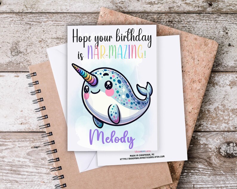 Narwhal Birthday Card, Unicorn of the Sea, Happy Birthday, Cute Card ...
