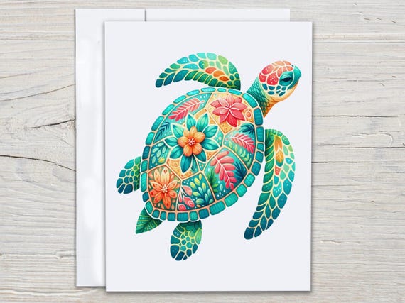 Cute Stationary Set, Watercolor Turtle, Blank Notecards, Correspondence, Thank You Card, Everyday Card, Notecard Set, Birthday, EC239