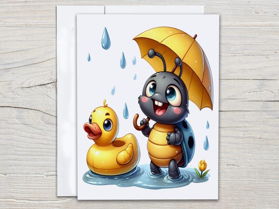 Kawaii Beetle Card Set, Everyday Card, Snail Mail, Just Because Card, Blank Notecards, Cute Stationary, Greeting Card Set, Blank Card, EC69