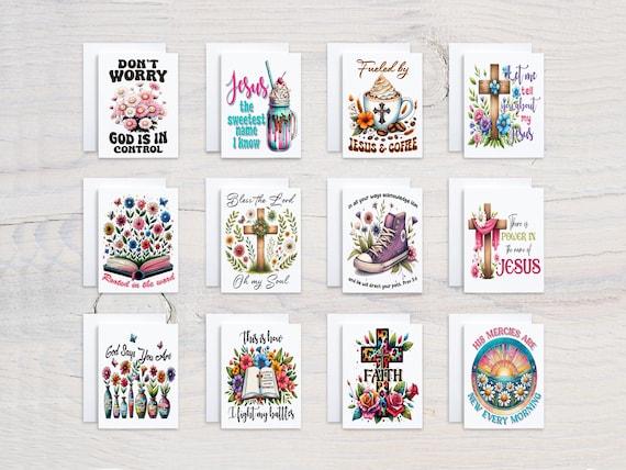 Notecard Set with Bible Verses, Cute Christian Stationery, Blank Notecards, Prayer Cards, Encouraging Scripture, Scripture Cards, CS299