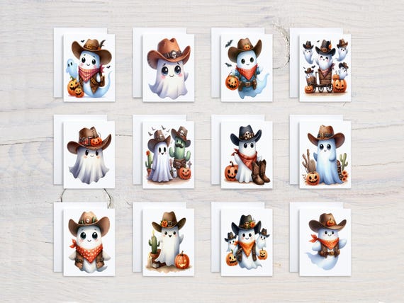 Western Halloween Notecards, Cowboy Ghost Cards, Blank Notecards, Boot Scootin Spooky, All Occasion Cards, Ghouls, Fall Notecard, CS354