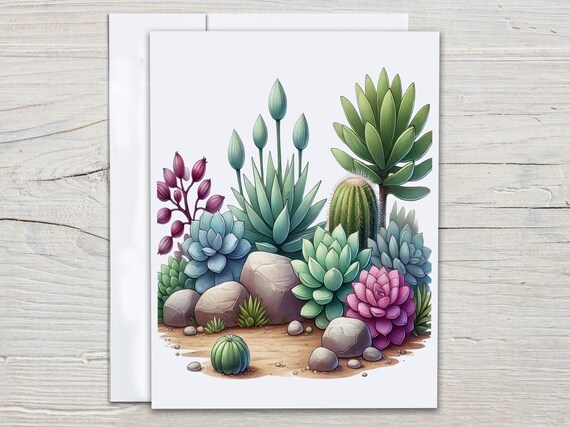 Watercolor Cactus Notecards Set, Blank Notecards Pack, Thank You Note Cards, Greeting Cards, Snail Mail, Everyday Stationery Set, EC24