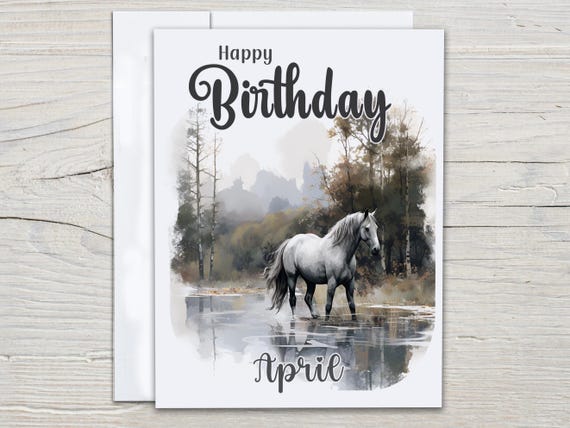 Personalized Watercolor Horse Birthday Card, Quirky Stationery, Horse Lovers Gift, Country Card, Western Theme, Daughter Bday Card, BC140