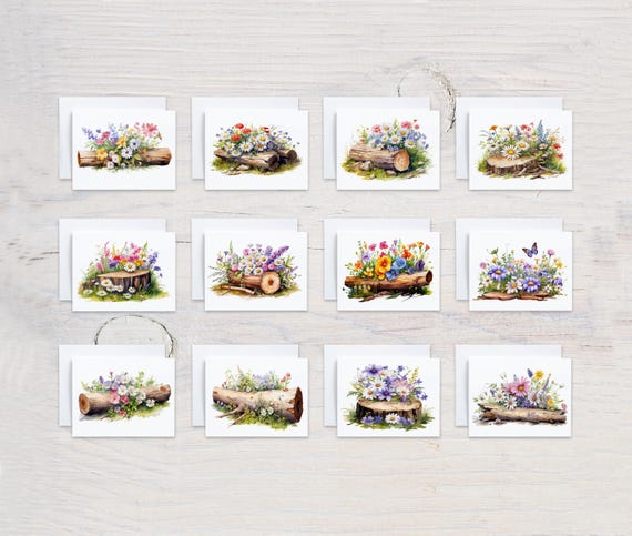 Watercolor Wildflowers Notecard Set, Card Assortment, Variety Pack, Everyday Cards, Blank Notecard, Cute Stationary, All Occasion, CS176
