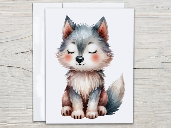 Kawaii Wolf Notecard Set, All Occasion Cards, Miss You Card, Just Because Card, Blank Notecard, Cute Stationary, Thank You Cards, EC114