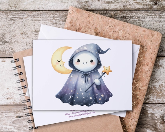 Kawaii Ghost Notecard Set: Halloween & Autumn Greetings