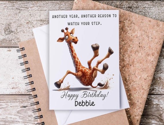 Personalized Giraffe Birthday Card, Snarky Birthday Card, Funny Bday Card, Best Friend Bday, Punny Birthday Card, Over The Hill Card, BC31