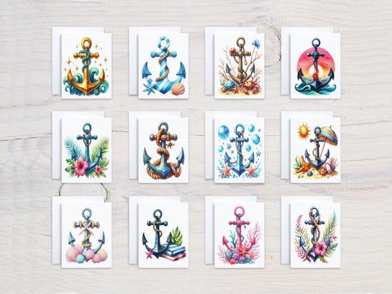 Anchor Assorted Card Pack, Card Assortment, All Occasion Cards, Happy Bday Card, Just Because Card, Notecard Set, Birthday Card Pack, CS131