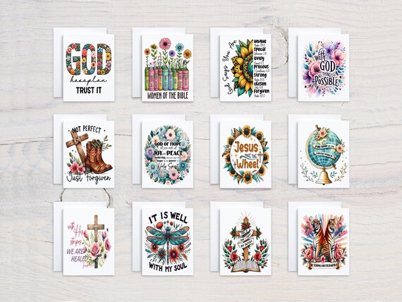 Christian Notecards Set, Scripture Cards, Bible Verse Cards, Encouraging Cards, All Occasion Cards, Blank Notecards, Prayer Cards, CS297