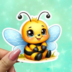 Cute Bee Vinyl  Sticker, Bumble Bee Sticker, Kawaii Bee, Water-Resistant Honey Bee Decal, Save The Bees, Spring Stickers, VN14