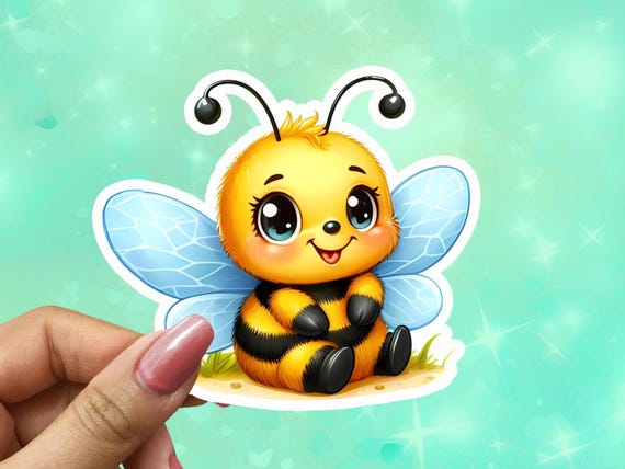 Cute Bee Vinyl  Sticker, Bumble Bee Sticker, Kawaii Bee, Water-Resistant Honey Bee Decal, Save The Bees, Spring Stickers, VN14