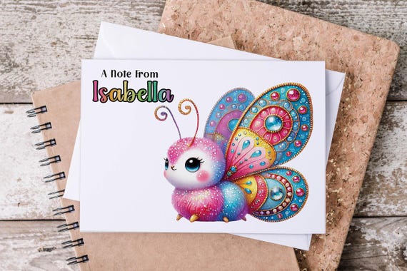 Custom Kawaii Butterfly Note Cards, Personalized Notecards, Aesthetic Stationary, Letter Writing Paper, Cute Stationery