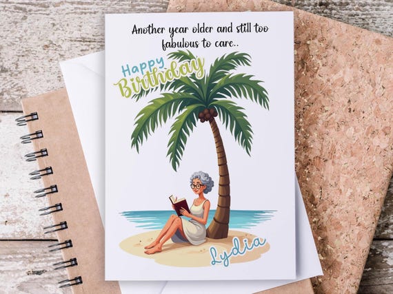 Personalized Birthday Card, Beach Birthday Card, Funny Getting Older, Over The Hill Card, Funny Bday Card, Fun Birthday Card, Mom Card, BC56