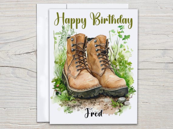 Personalized Boots Birthday Card, Happy Bday Card for Dad, 40th Birthday Card, 50th Birthday Card, Card for Grandpa, Dad Bday Card, BC207