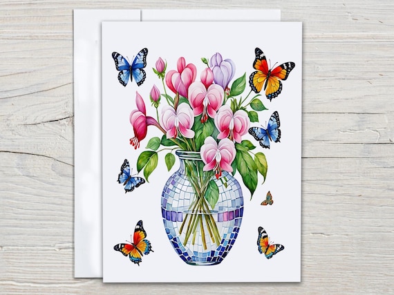 Wildflower Butterfly Notecard Set, Blank Notecards, All Occasion Cards, Everyday Card, Just Because Card, Watercolor, Everyday, EC170