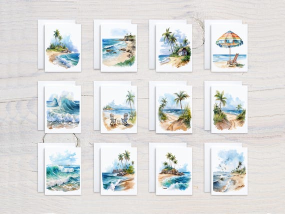 Assorted Beach Notecard Set, Variety Pack, Everyday Card, Blank Cards Set, Thank You Card Pack, All Occasion Cards, Ocean Card Set, CS137