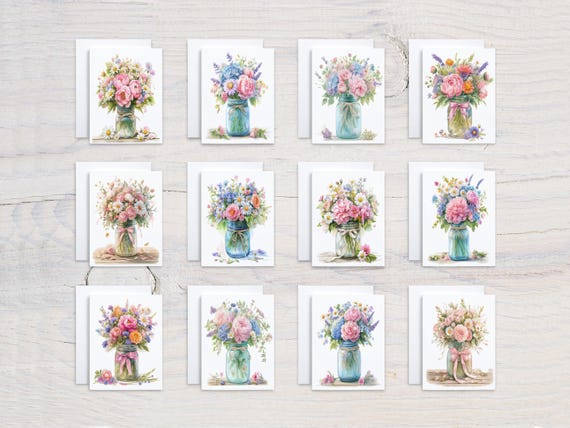Assorted Card Set, Watercolor Wildflower Notecards, Blank Notecards, Variety Pack, Greeting Card Sets, Gift Under 25, Everyday Card, CS67