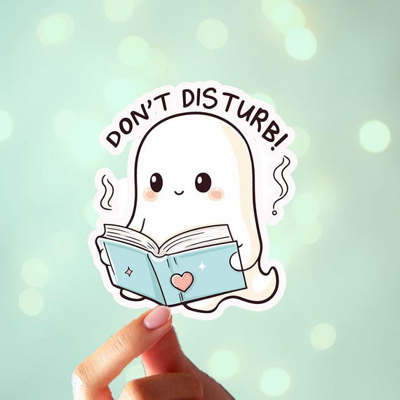 Kawaii Ghost Book Reading Sticker, Personalize Name, Don't Disturb, Introvert Gift, Anxiety Stickers, Sarcastic Gift, Anxious Humor
