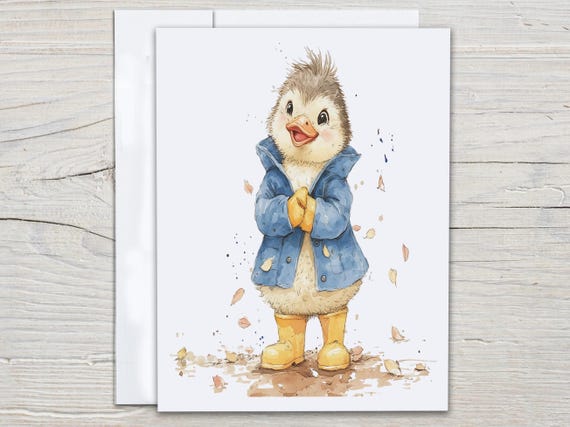 Watercolor Duck Notecard Set, Cute Ducks, Thankyou Card, Kawaii Stationary, Everyday Card, Just Because Card, Birthday, Greeting Card, EC320