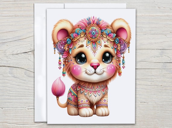 Cute Lion Notecard Set, Blank Notecard, Greeting Card, Everyday Card, Just Because Card, All Occasion Cards, Miss You Card, Birthday, EC226