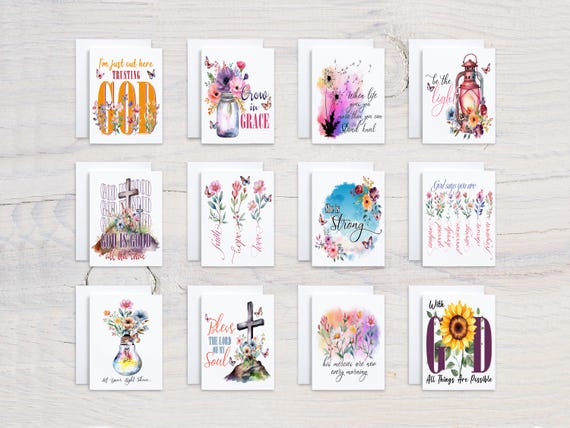 Assorted Notecard Set, Christian Greetings, Scripture Cards, Prayer Cards, Christian Stationary, Blank Notecard, All Occasion Cards, CS300