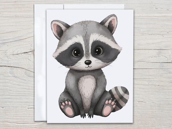 Watercolor Raccoon Notecard Set, Trash Panda Cards, Cute Raccoon, Wildlife Card, Blank Cards, Woodland Creatures, Everyday, Birthday, EC290