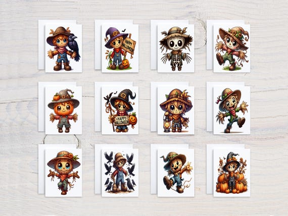 Cute Scarecrow Notecards, Fall Notecards, Autumn Greeting Card, Thanksgiving Cards, Fall Greeting Cards, Blank Notecards, Thank You, CS348