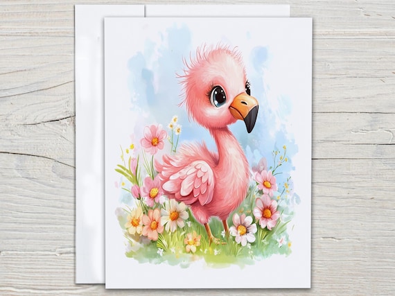 Watercolor Flamingo Notecard Set, Everyday Card, Just Because Card, Snail Mail, All Occasion Cards, Blank Notecard, Greeting Card Set, EC368