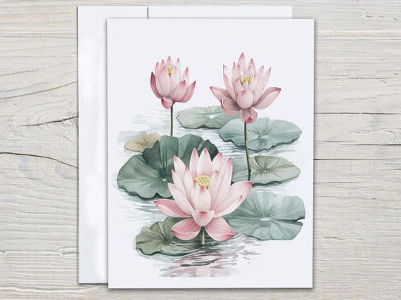 Lilypad Notecard Pack, Watercolor Lake Card, Just Because Notecards, Greeting Card Set, Thank You Card Pack, Blank Notecards, Everyday, EC94