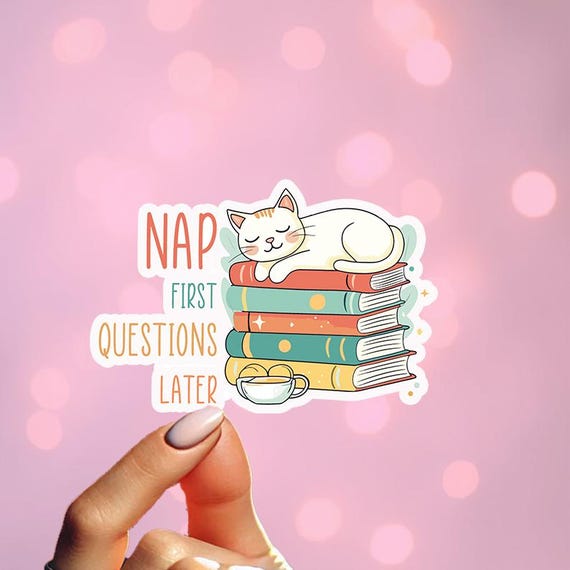 Sarcastic Cat & Books Sticker, Introvert Sticker, Vinyl Sticker, Sassy Stickers, Antisocial Sticker, Popular Stickers, Gift Under 5