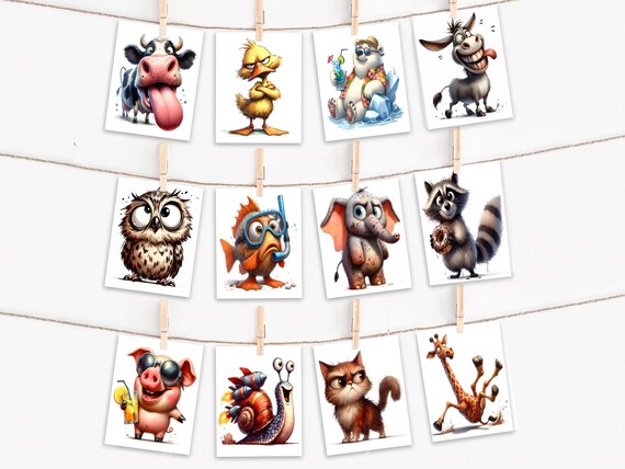 Assorted Cards, Funny Animals Notecard Set, Card Assortment, Birthday Card Pack, Blank Cards Set, Greeting Cards, Everyday Card Set, CS45