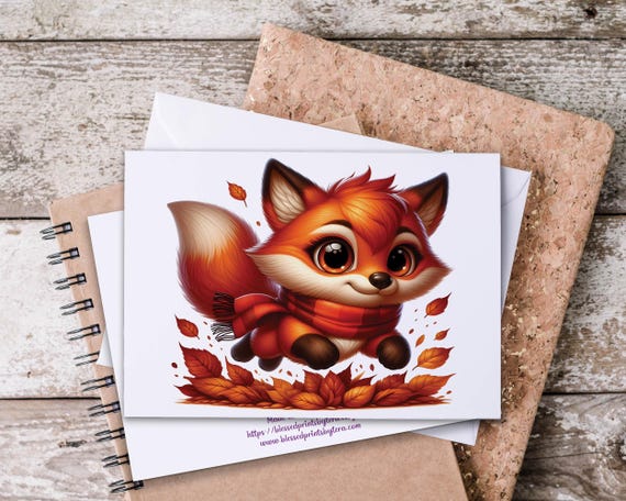 Fall Foxes Notecard Set, Cute Autumn Fox Card, Blank Notecards, Fox Design, Happy Autumn, Autumn Greeting Cards, Thanksgiving Cards, FA8