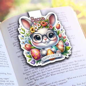 Personalized Magnetic Bookmarks – Cute Easter Bunny Design, Gift for Book Lovers, Handmade Bookish Accessory, Booktok Bookmark HE1