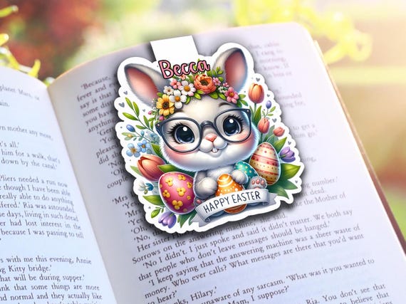 Personalized Magnetic Bookmarks – Cute Easter Bunny Design, Gift for Book Lovers, Handmade Bookish Accessory, Booktok Bookmark HE1