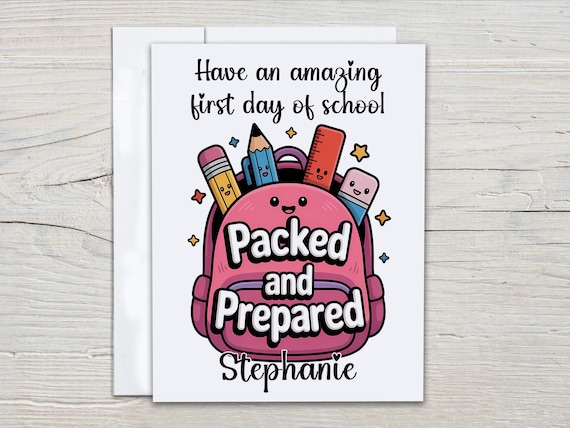 Back to School Card, Cute Backpack, Starting School Card, Good Luck Card, Happy First Day, Primary School, Blank Inside Card, GL19