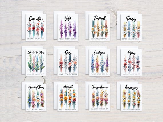 Watercolor Birth Month Flower Notecard Set, Card Assortment, January Birth Flower, Blank Notecards, Lily of the Valley, All Occasion, CS296