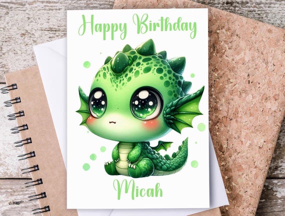 Happy Birthday Card with Green Dragon, Son Birthday Card, Nephew Birthday Card, Dragon Birthday Card, Grandson Gift, BC2