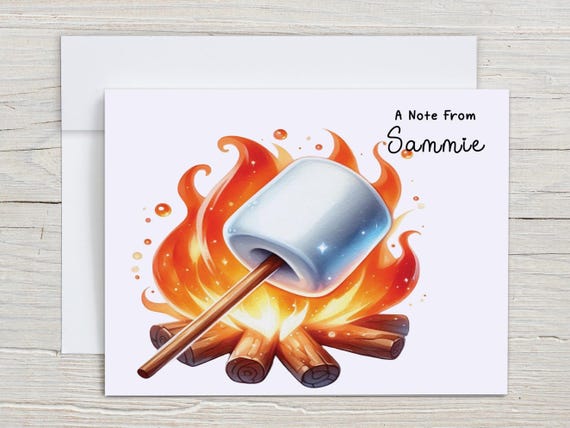 Personalized Campfire Watercolor Notecards Set, Custom Stationary, Blank Notecards, Camp Cards, Cute Stationary, Just Because Card, PN11