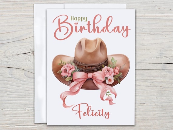 Personalized Cute Coquette Cowgirl Bday Card, Bday Card For Her, Birthday Card For Granddaughter, Pretty Card, Bestie, Mom, Sister, BC180