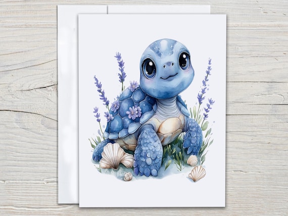 Watercolor Turtle Notecard Set, Cute Stationery, Everyday Card, Thank You Card, All Occasion Notecards, Snail Mail, Miss You, Bday, EC250