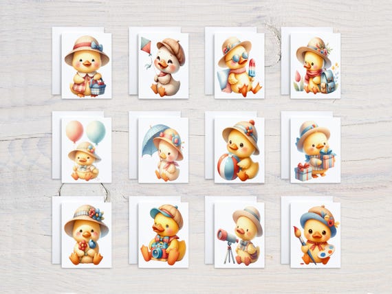 Cute Ducks Assorted Notecard Set, Everyday Card, Just Because Card, Thank You Card, Happy Bday Card, Blank Notecards, Miss You Card, CS77