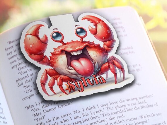 Handmade Magnetic Bookmark for Women | Cute Funny Crab Design | Personalized Bookish Gift | Book Lover Accessories & Book Page Holder MB6