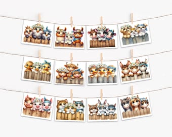 Farm Animal Cards, Assorted Notecard Set, Blank Notecards, All Occasion Cards, Cow Card, Chicken Cards, Wildlife Card, Card Assortment,CS268