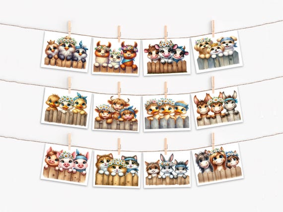 Farm Animal Cards, Assorted Notecard Set, Blank Notecards, All Occasion Cards, Cow Card, Chicken Cards, Wildlife Card, Card Assortment,CS268