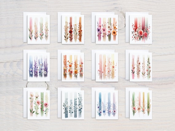 Watercolor Flower Notecard Set, Card Assortment, Everyday Card Pack, Women's Stationary, Blank Notecard, Wildflower Cards, Birthday, CS319