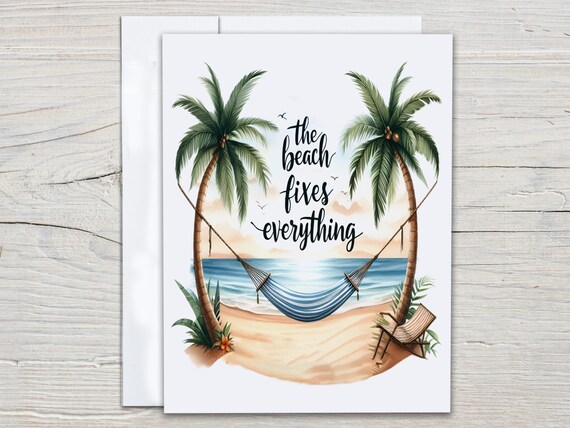 The Beach Fixes Everything Notecards, Thank You Card Pack, Snail Mail, Blank Notecards, Just Because Cards, Cute Stationery Set, EC200