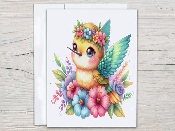 Hummingbird Notecard Set, Pretty Card, All Occasion Cards, Everyday Card, Just Because Card, Blank Notecards, Happy Bday Card, EC122